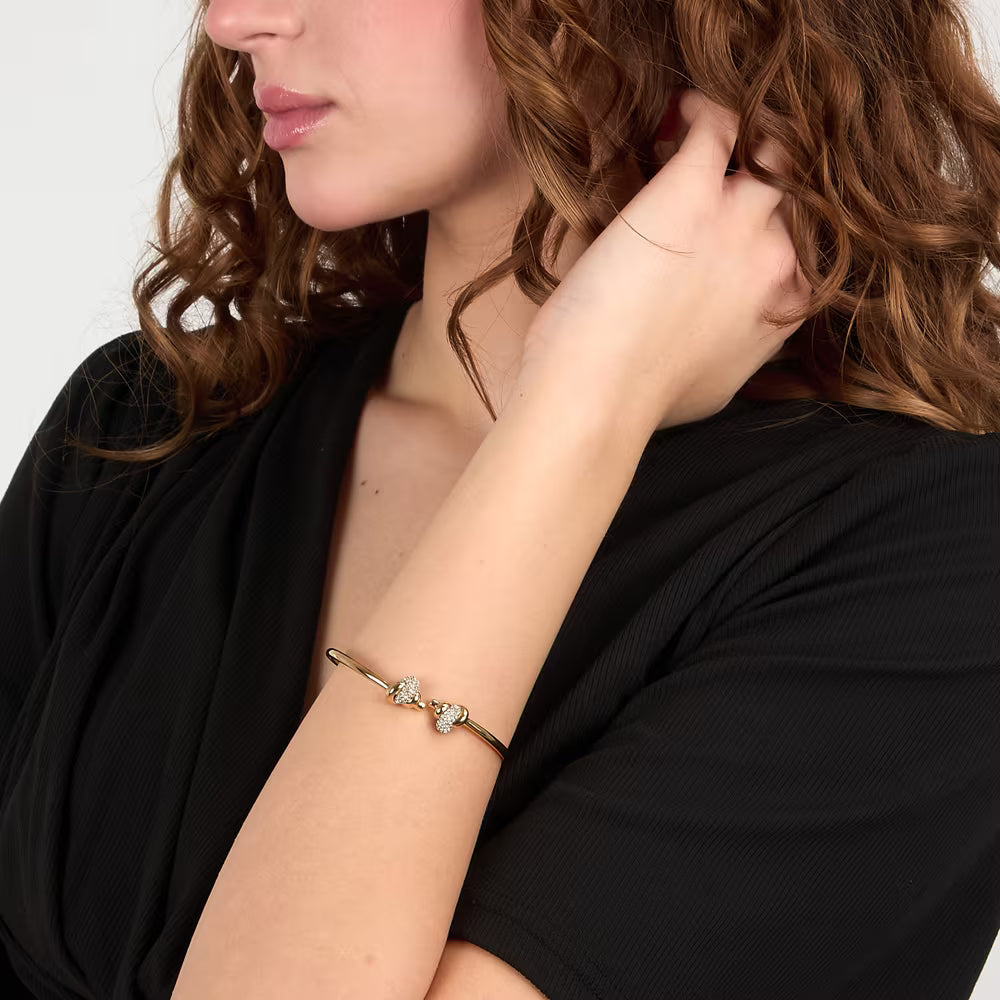 Bracciale Rigido Morellato Legame Pvd Oro Aperto Con 2 Nodi Cristalli