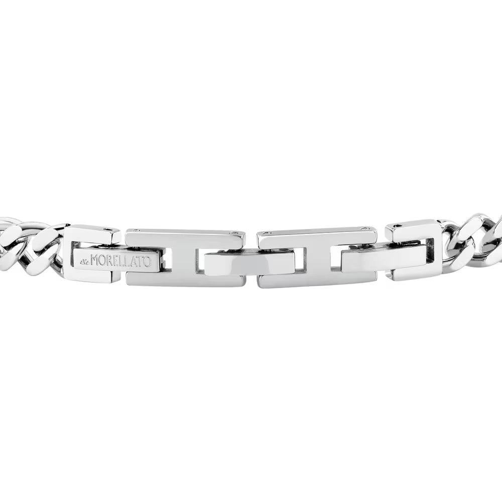 Bracciale Uomo Morellato Terra Acciaio Maglia Grumetta Elemento Esagonale Occhio Di Tigre Scuro