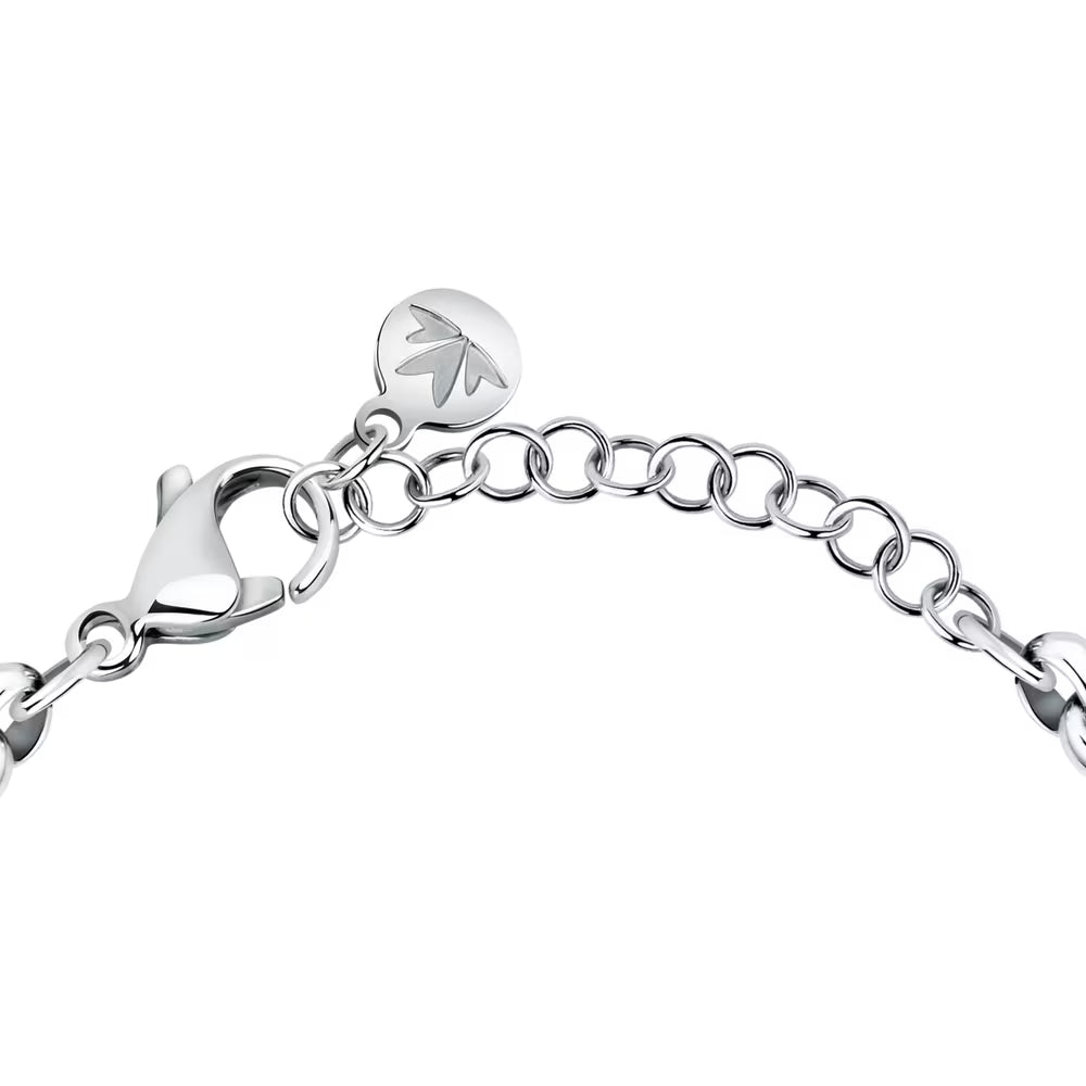 Bracciale Morellato Vintage Bold Rolò Acciaio Centrale Doppia Fascetta Fascia Di Cristalli