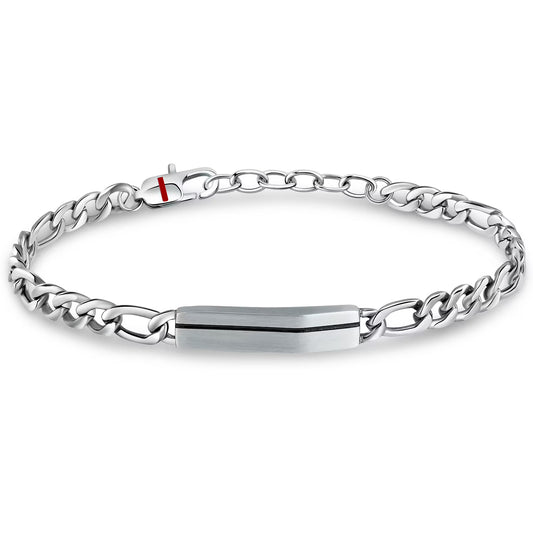 Bracciale Uomo Sector Basic Acciaio Catena Con Piastrina Centrale Satinata/Riga Pvd Nero
