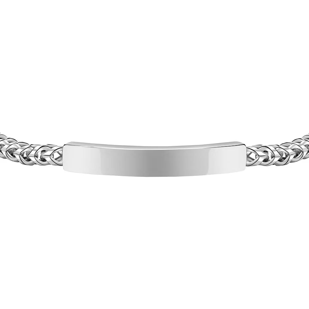 Bracciale Uomo Sector Basic Acciaio Catena Spiga Quadrata Con Piastrina Centrale