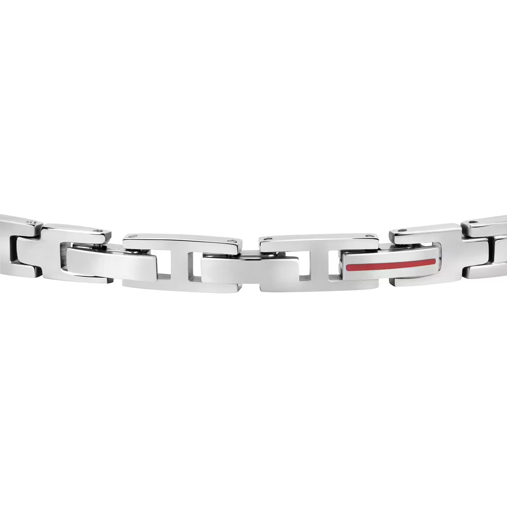 Bracciale Uomo Sector Basic Acciaio Piastrina Centrale Puntinata e Ancora