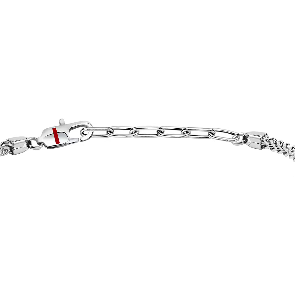Bracciale Uomo Sector Basic Acciaio Maglia Spiga Intrecciata Con Piastrina Centrale