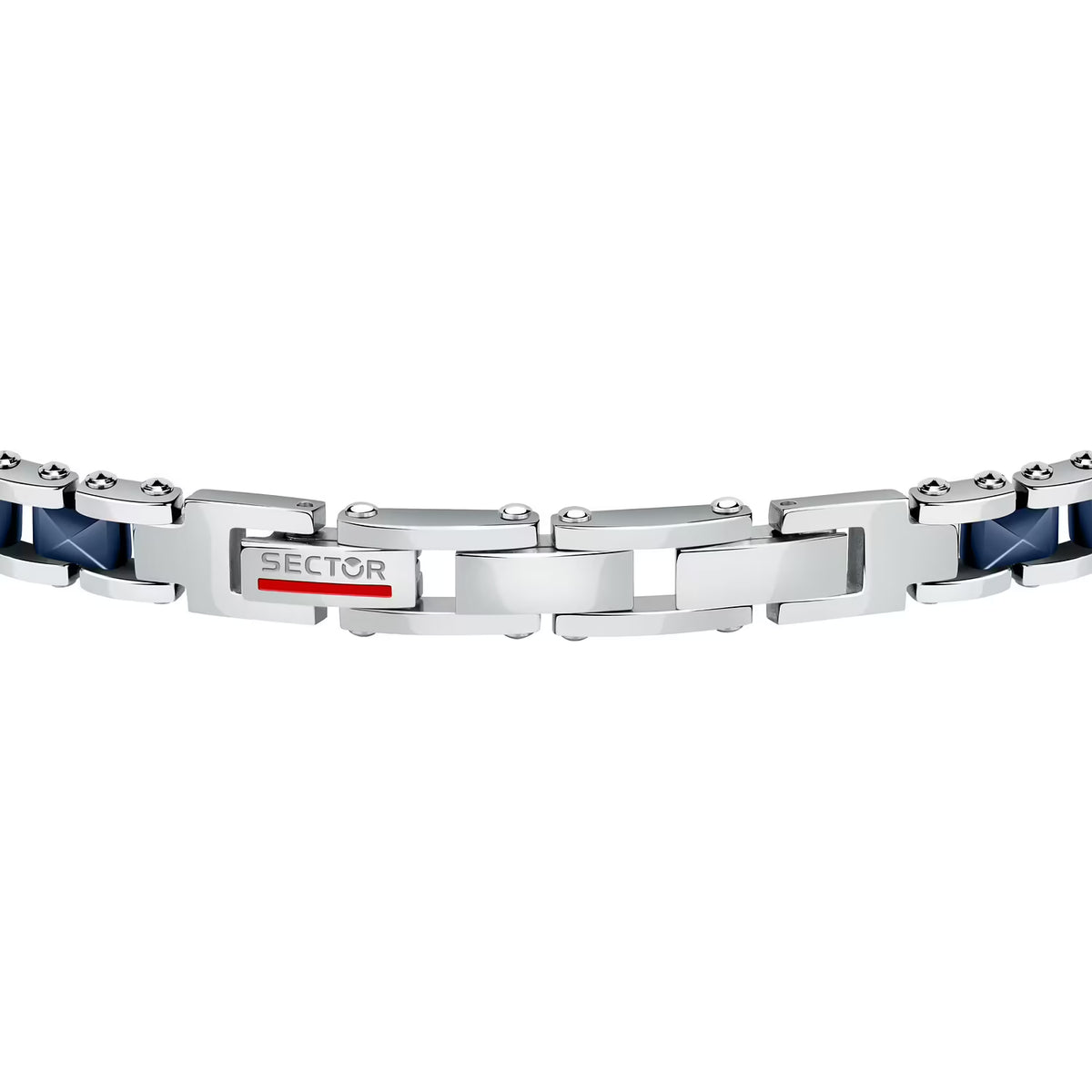 Bracciale Uomo Sector Ceramic Acciaio/Ceramica Blu Con 2 Piastrine Laterali con Viti