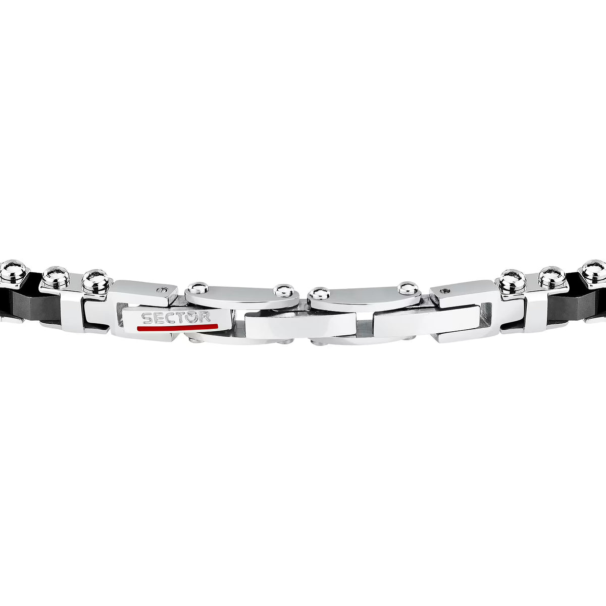 Bracciale Uomo Sector Ceramic Acciaio Maglia Modulare Elementi Ceramica Nera