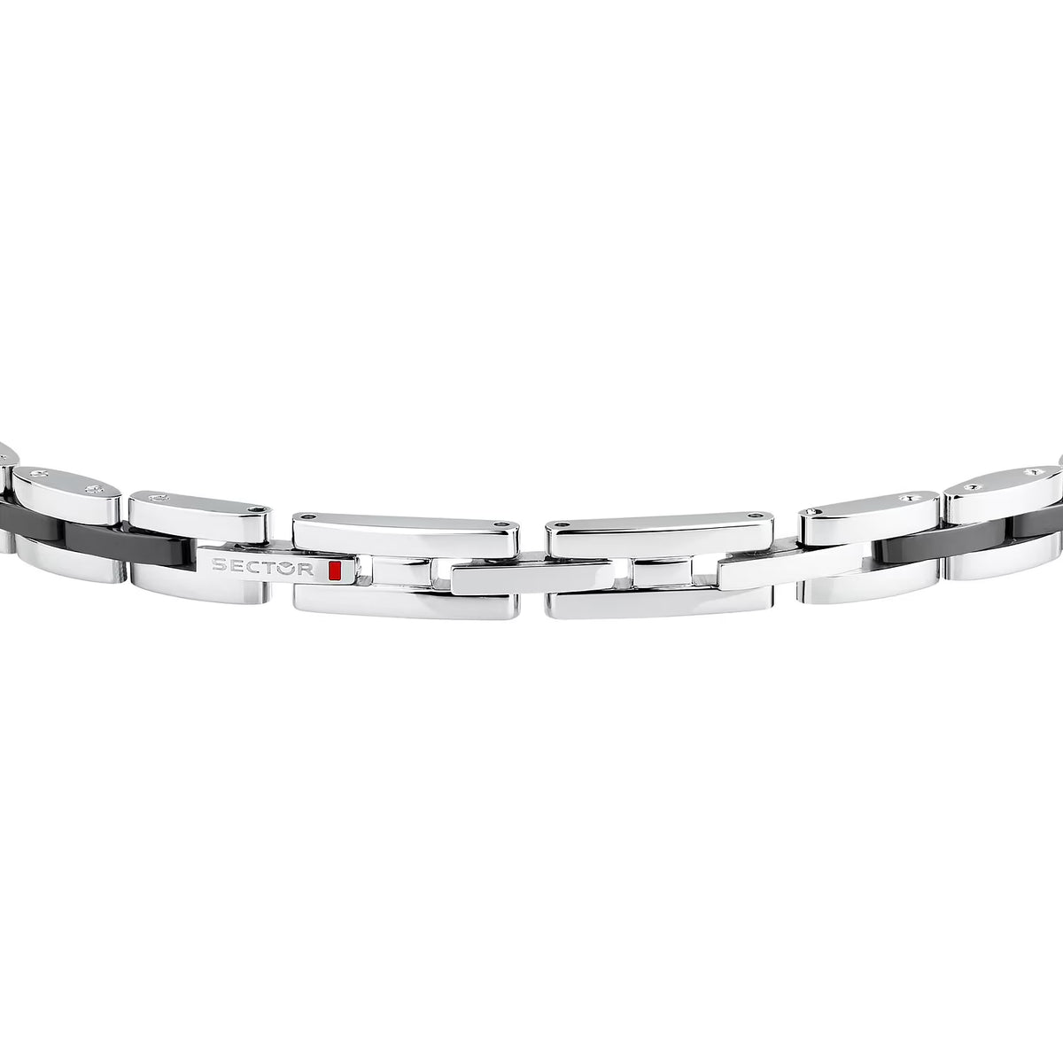 Bracciale Uomo Sector Ceramic Acciaio/Ceramica Nera Elemento Rettangolare In Ceramica Nera + 2 Diamanti