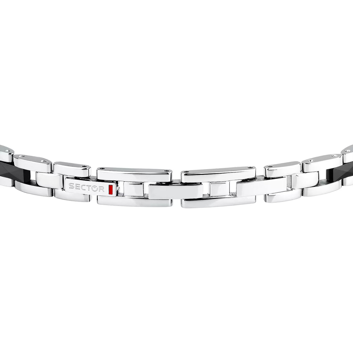 Bracciale Uomo Sector Ceramic Acciaio/Ceramica Nera Elemento Rettangolare Pvd Oro Rosa + Diamante