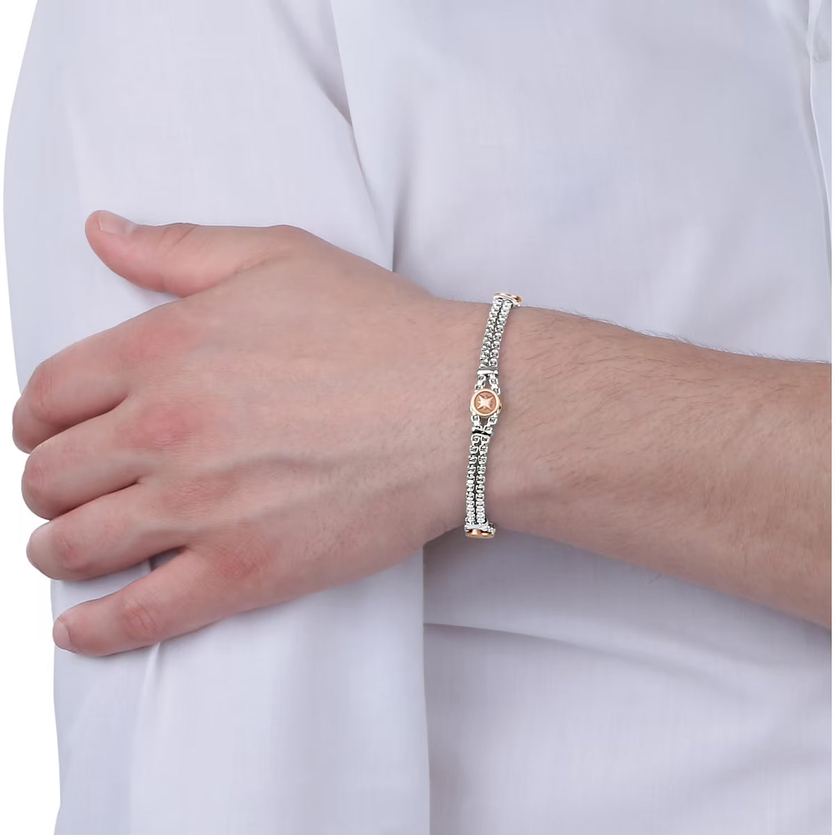 Bracciale Uomo Sector Marine Acciaio Con Inserti Tondi Rosa Dei Venti Pvd Oro Rosa
