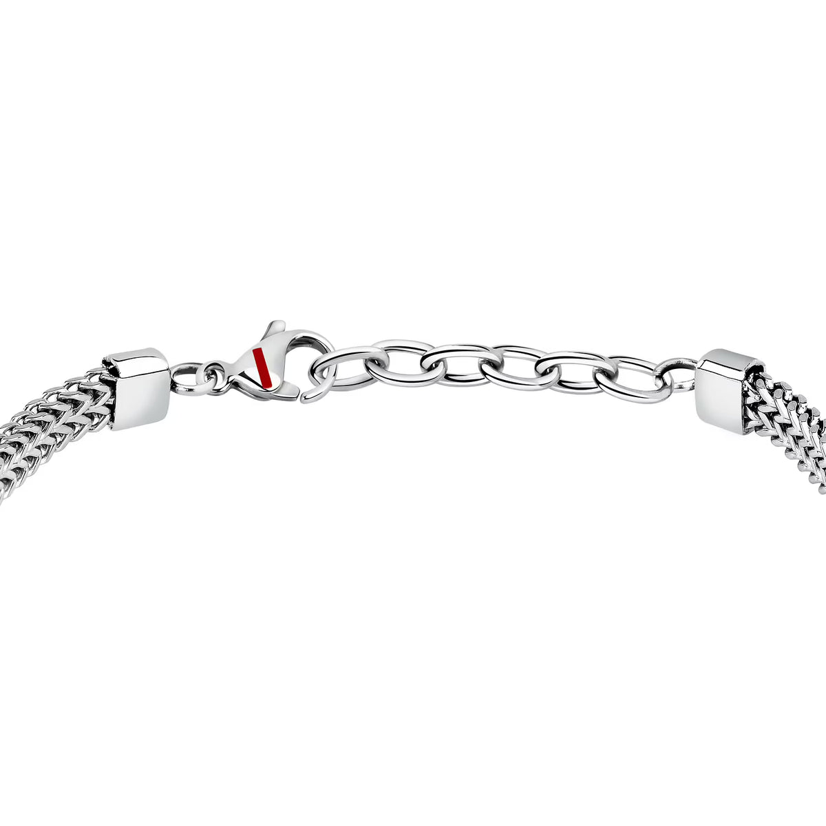 Bracciale Uomo Sector Marine Acciaio Maglia Spiga Centrale Ancora Smalto Nero