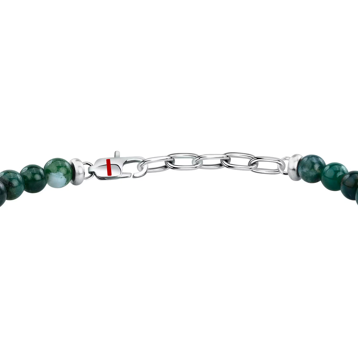 Bracciale Uomo Sector Marine Acciao Sfere Agata Verde Alternata Ad Elementi Discoidali Inserto Rosa Dei Venti