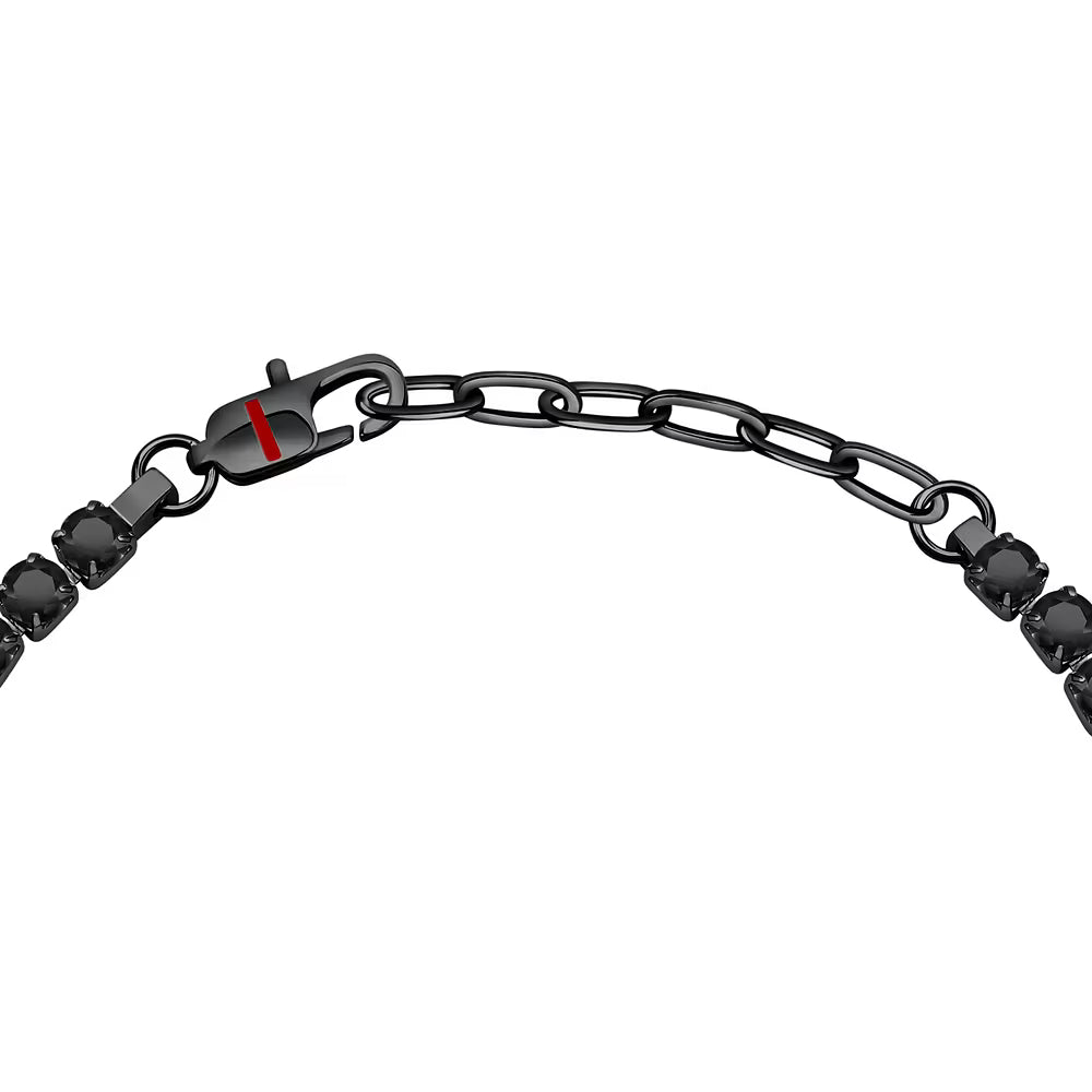 Bracciale Uomo Tennis Sector Acciaio Pvd Nero Cristalli Neri
