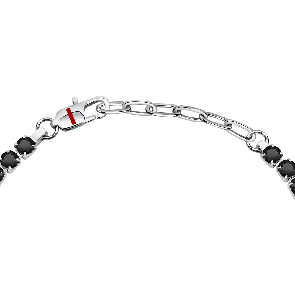 Bracciale Uomo Tennis Sector Acciaio Cristalli Neri