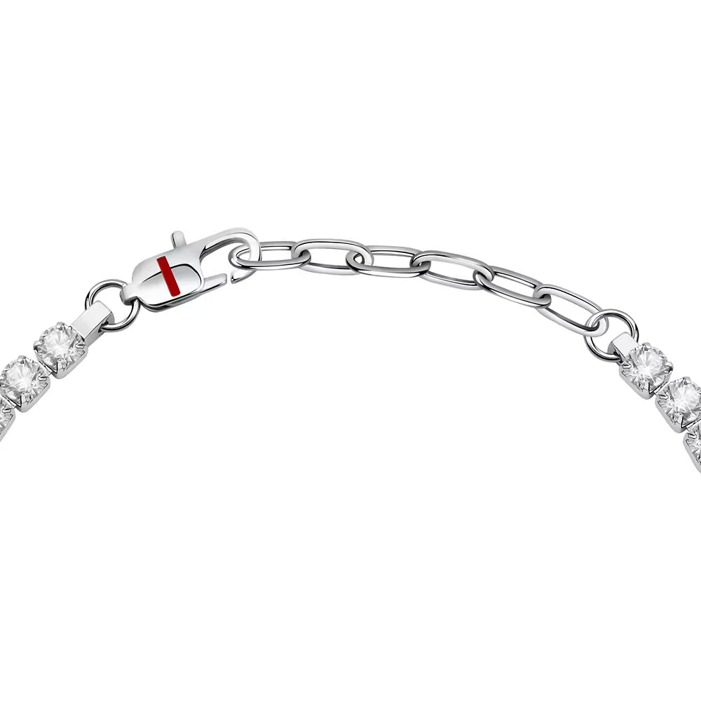 Bracciale Uomo Tennis Sector Acciaio Cristalli Bianchi