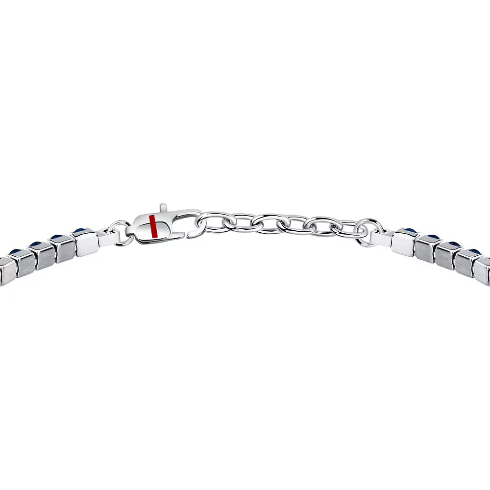 Bracciale Uomo Tennis Sector Acciaio Cristalli Bianchi/Blu