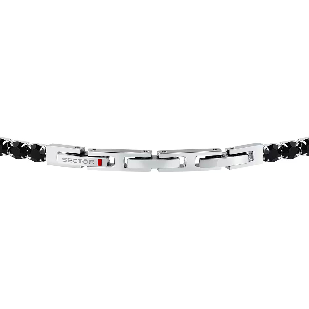 Bracciale Uomo Tennis Sector Acciaio Cristalli Neri