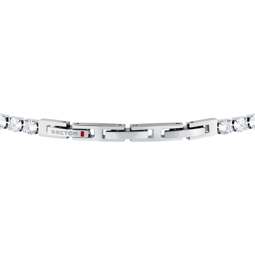 Bracciale Uomo Tennis Sector Acciaio Cristalli Bianchi