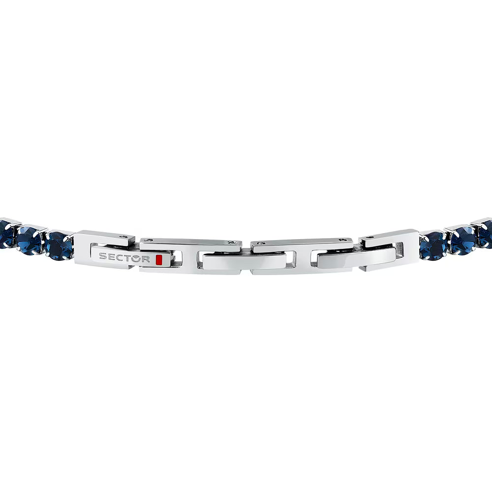 Bracciale Uomo Tennis Sector Acciaio Cristalli Blu