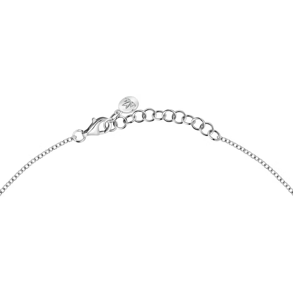 Collana con Pendente Morellato Tesori Argento Rosetta Zircone Ovale Blu Contornato