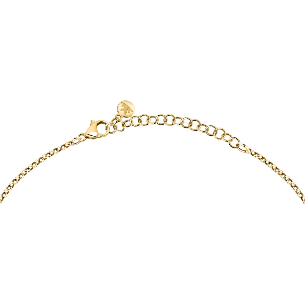 Collana cpn Pendente Morellato Vintage Bold Rolò Pvd Oro Doppia Fascetta Centro Fascia Di Cristalli