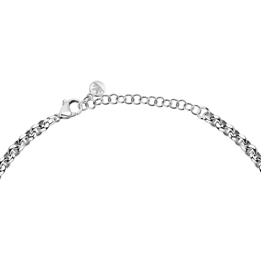 Collana Morellato Vintage Bold Rolò Acciaio Centrale Doppia Fascetta Fascia Di Cristalli