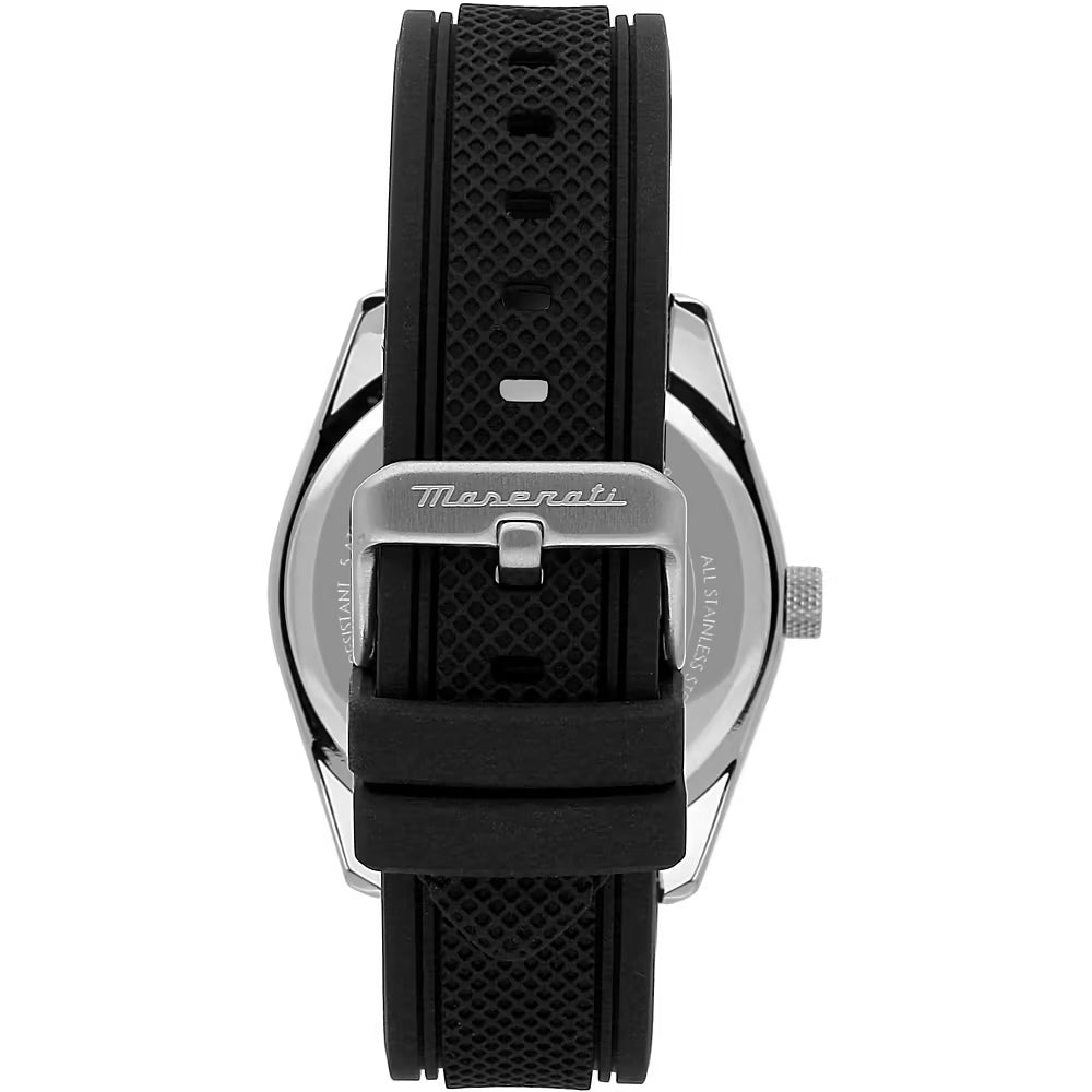 Orologio Maserati Time Attrazione 43 mm Acciaio Cinturino Gomma Nera