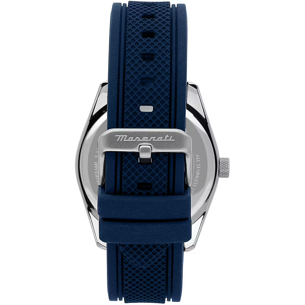 Orologio Maserati Time Attrazione 43 mm Acciaio Cinturino Gomma Blu