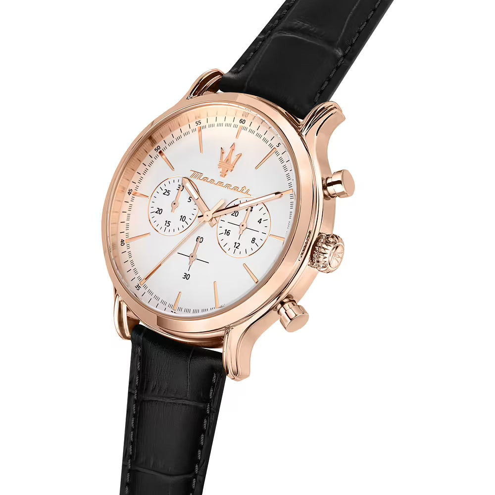 Orologio Maserati Epoca Chrono 42 Mm Pvd Oro Rosa Cinturino Pelle Marrone