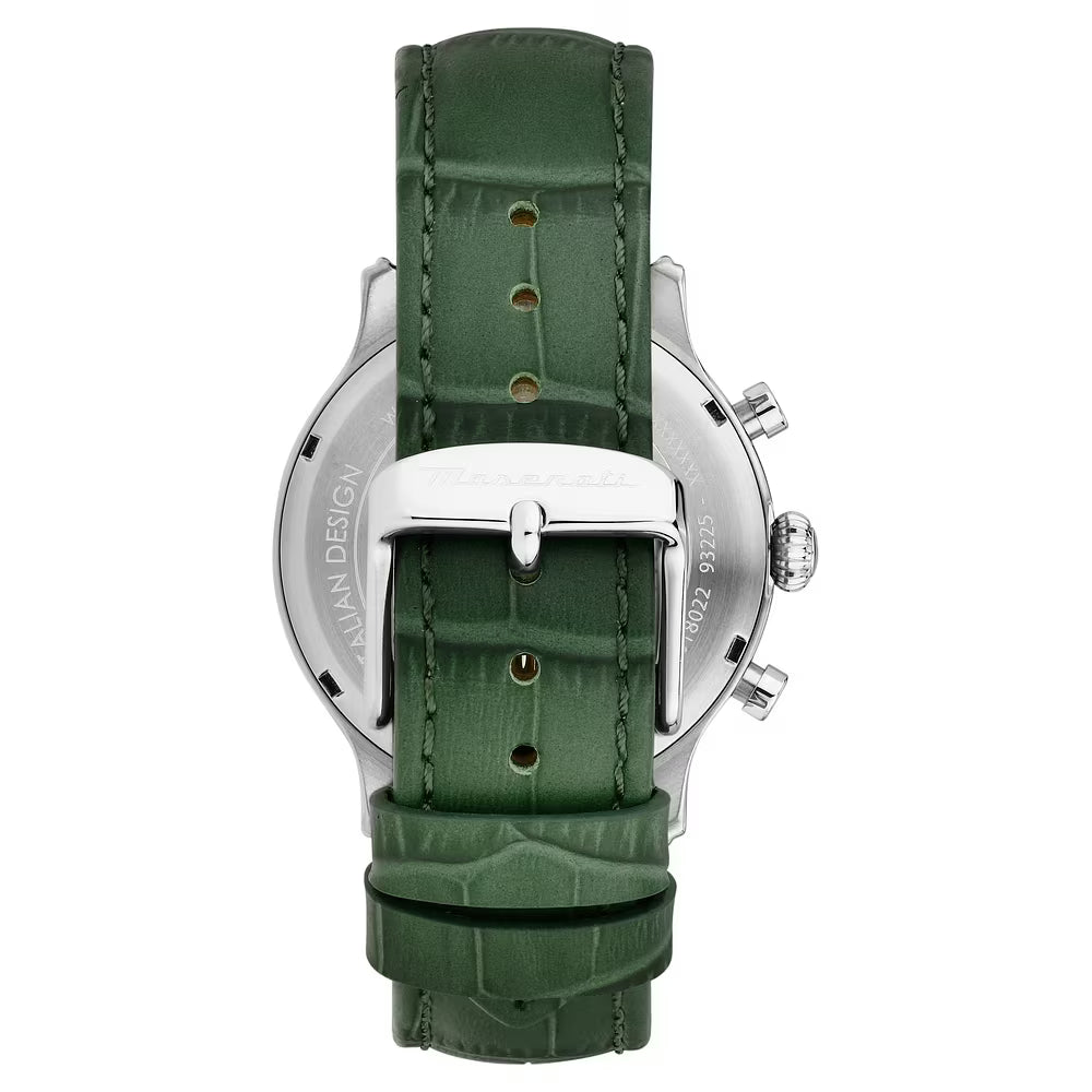 Orologio Maserati Epoca Slim Chrono 40 Mm Acciaio Pelle Verde