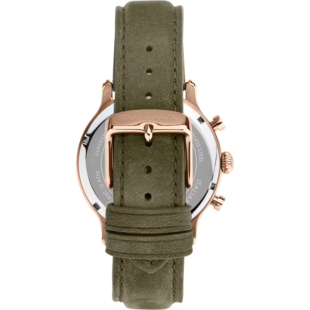 Orologio Maserati Epoca Chrono 42 Mm Pvd Oro Rosa Pelle Verde