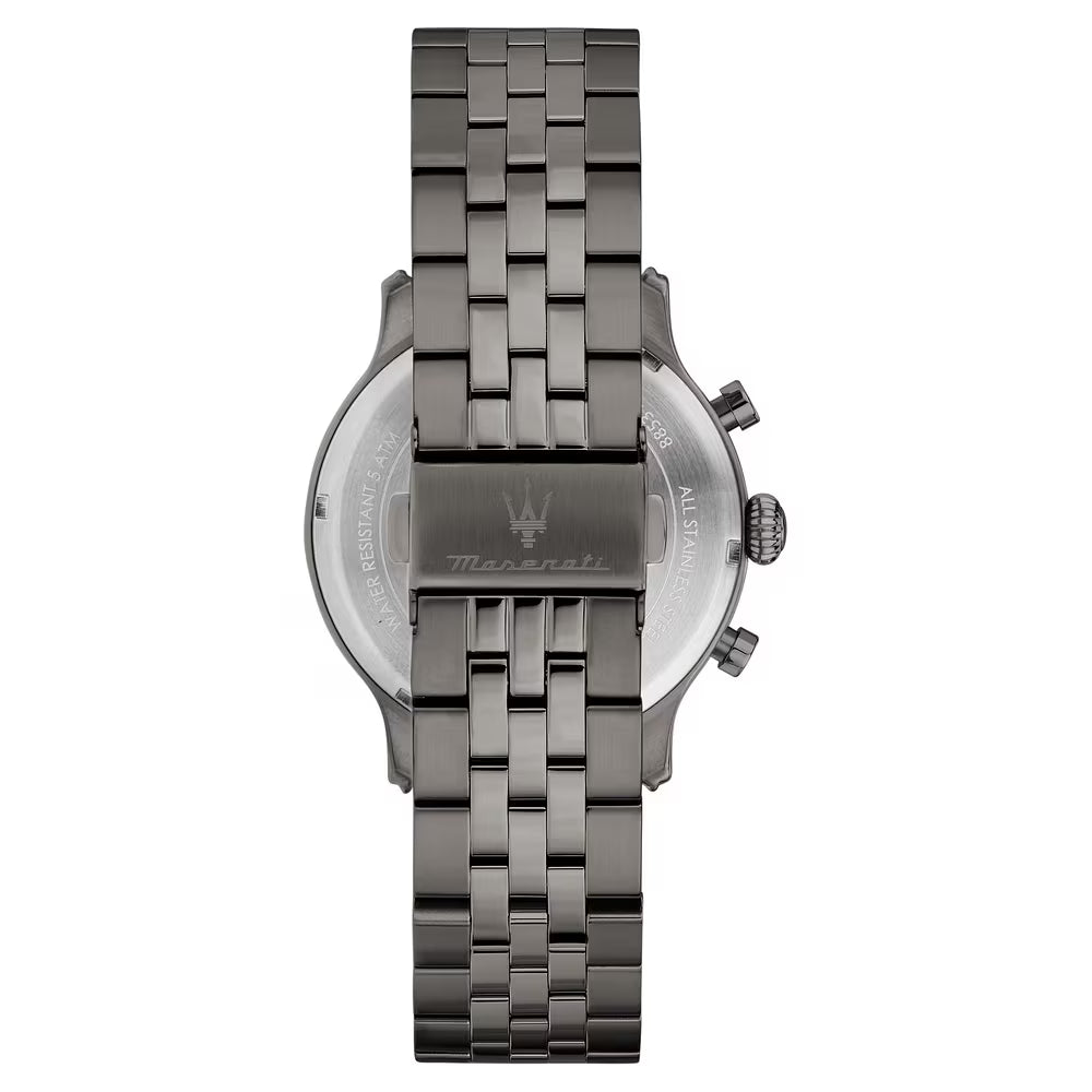 Orologio Maserati Epoca Slim Chrono 40 Mm Pvd Nero Braccialato Quadrante Grigio