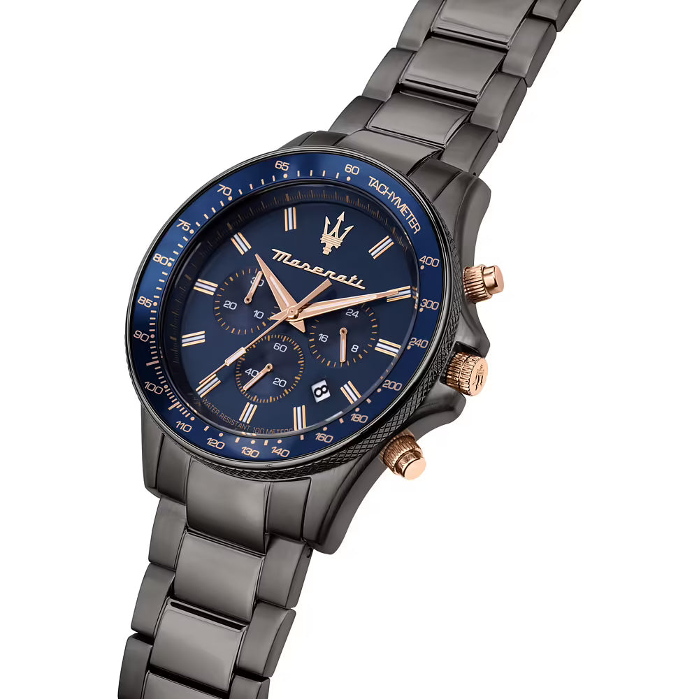 Orologio Maserati Sfida Chrono 44 Mm Pvd Nero Braccialato