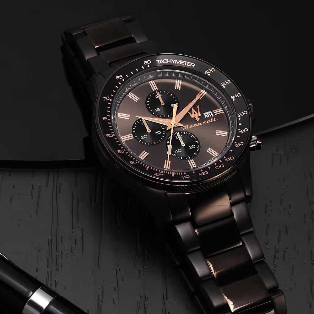 Orologio Maserati Sfida Chrono 44 Mm Pvd Nero Braccialato