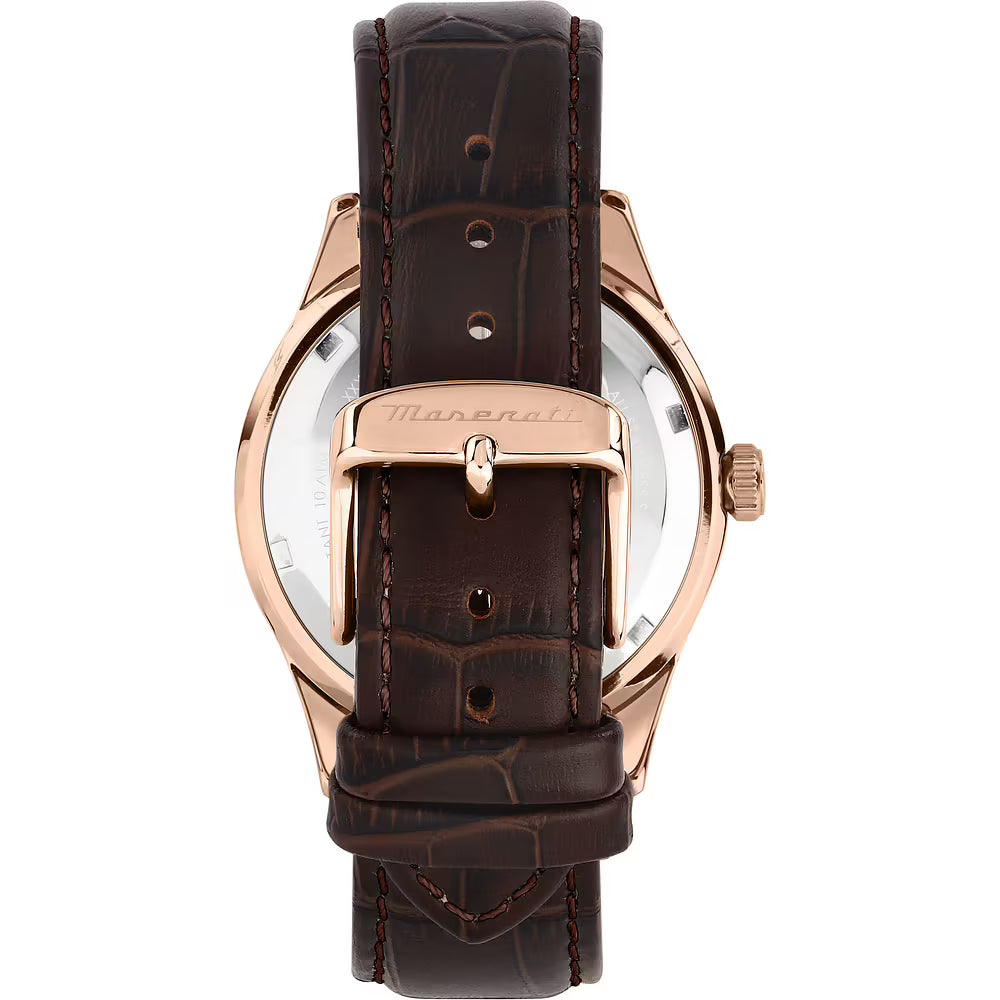 Orologio Maserati Time Sorpasso 42 mm Pvd Oro Rosa Pelle Marrone