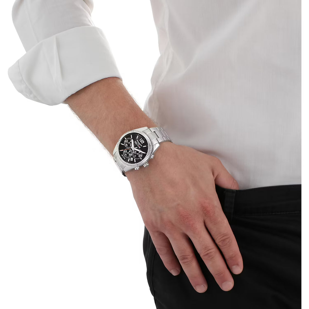 Orologio Sector 240 Chrono 41 Mm Acciaio Braccialato Nero