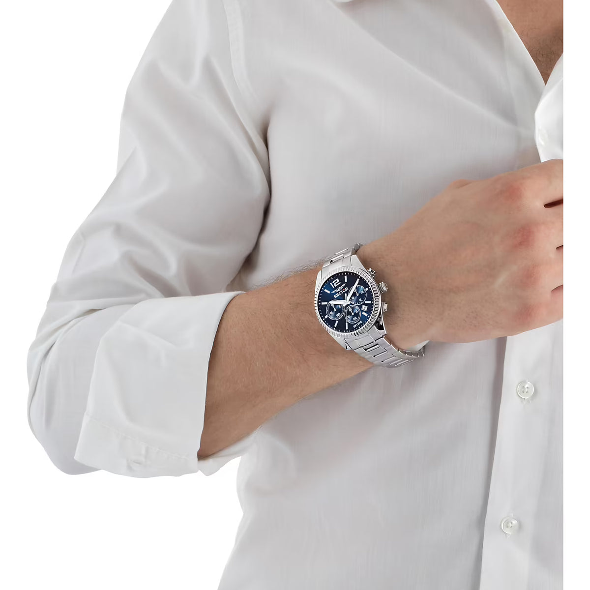 Orologio Sector 240 Chrono 41 Mm Acciaio Braccialato Blu