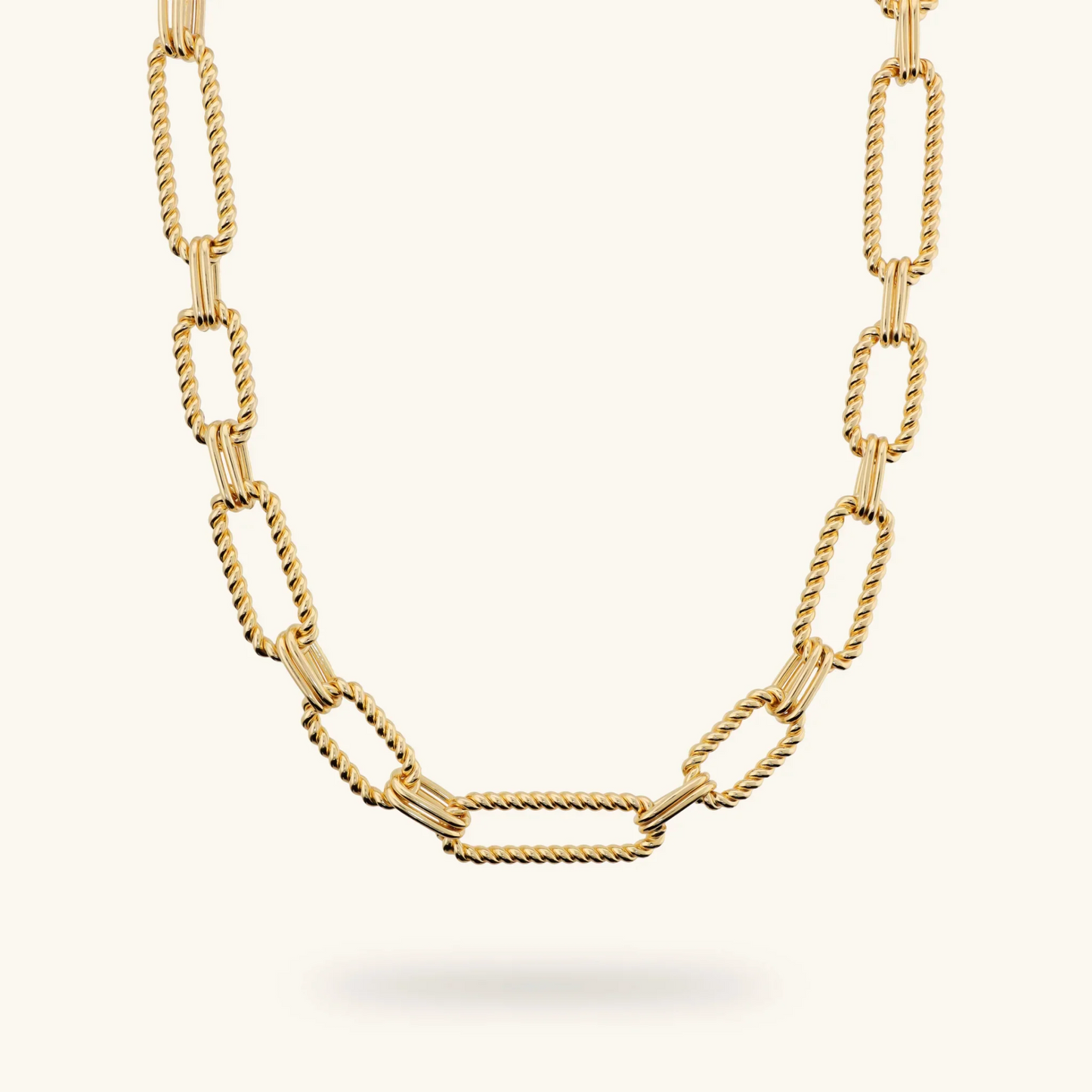 Collana Girocollo Etrusca Gioielli Lega Golden Placcata Oro 18 Kt Maglie Ovali Torchon