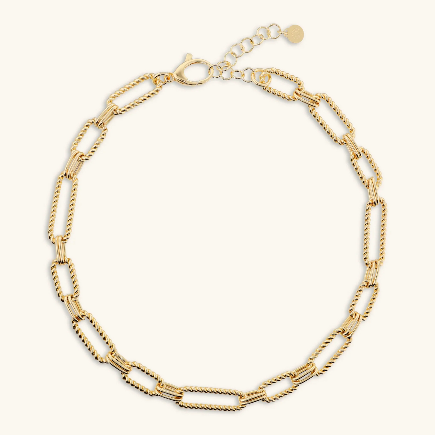 Collana Girocollo Etrusca Gioielli Lega Golden Placcata Oro 18 Kt Maglie Ovali Torchon