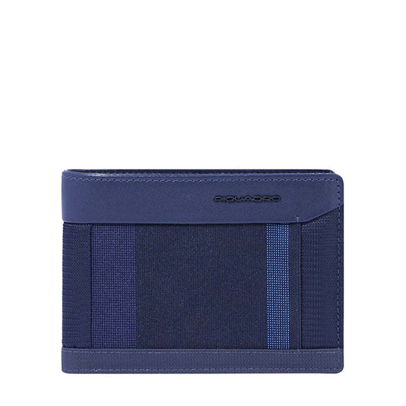 Portafogli Piquadro Portafoglio Uomo Portamonete Portadocumenti In Tessuto Inserti Pelle Blu