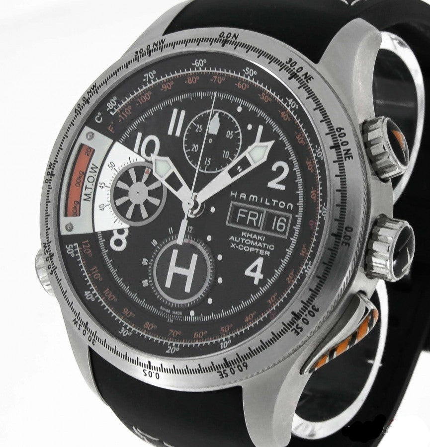 Orologio Hamilton Khaki X-Copter Automatico Chrono Acciaio Gomma Nera