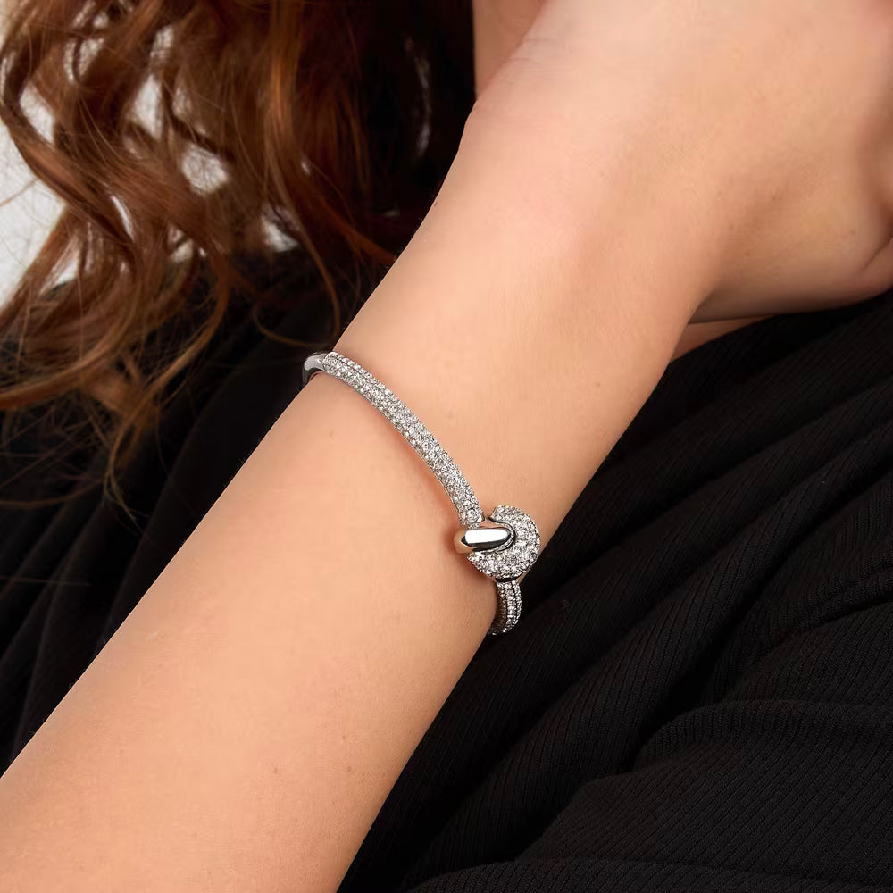 Bracciale Rigido Morellato Legame Acciaio Aperto Sotto Cristalli E Nodo Centrale