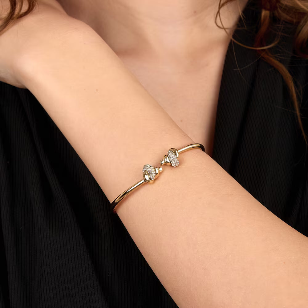 Bracciale Rigido Morellato Legame Pvd Oro Aperto Con 2 Nodi Cristalli