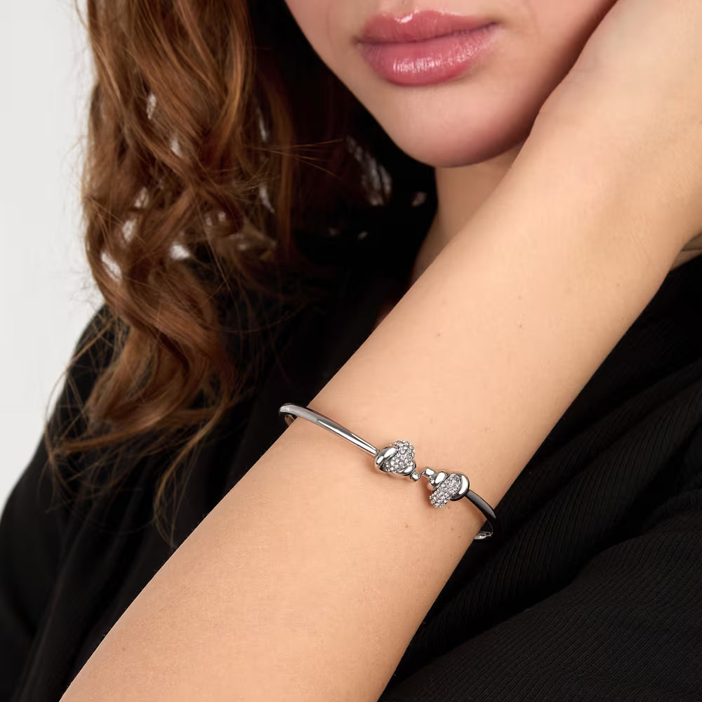 Bracciale Rigido Morellato Legame Acciaio Aperto Sopra Con 2 Nodi Cristalli