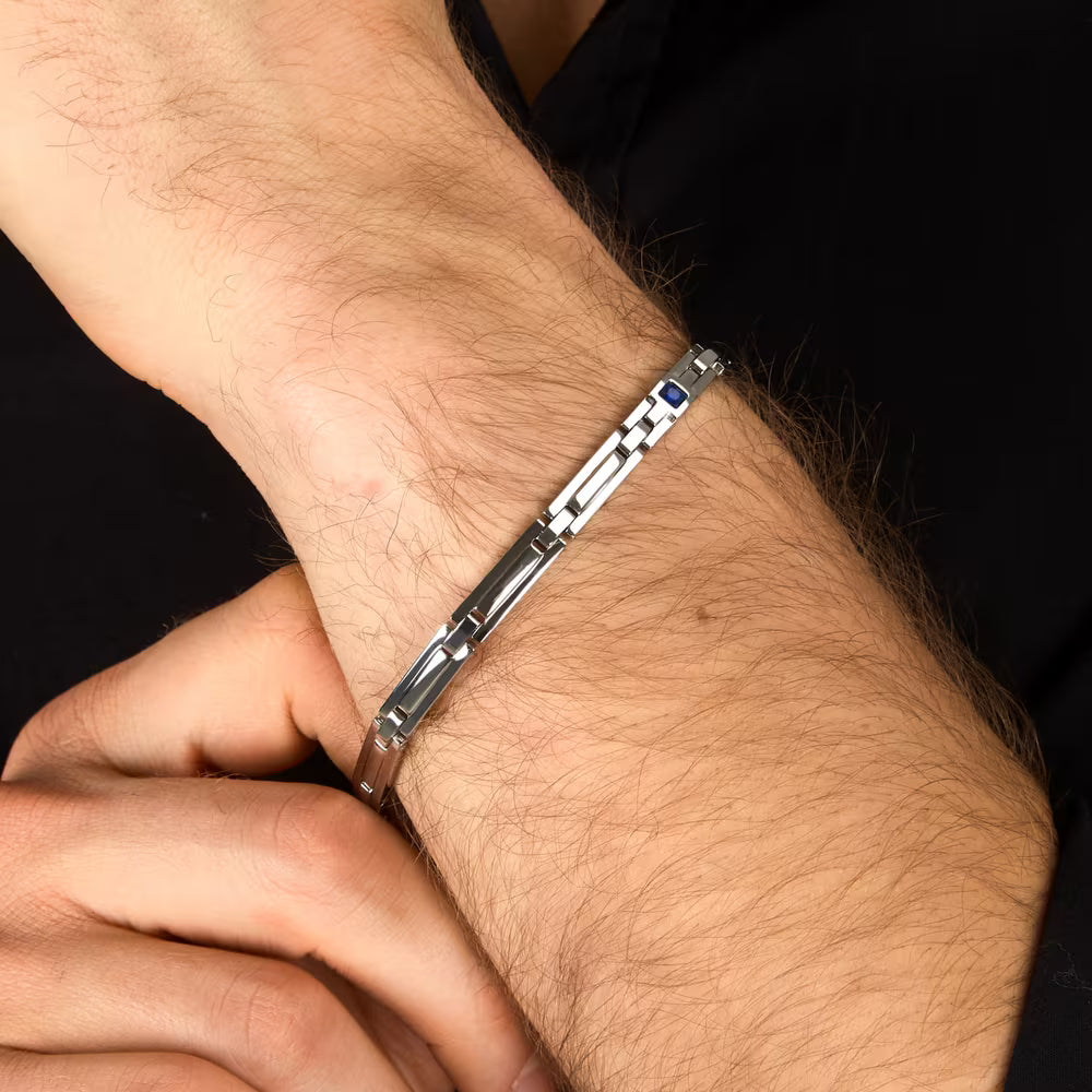 Bracciale Uomo Morellato Motown Acciaio Cubic Zirconia Quadrato Blu