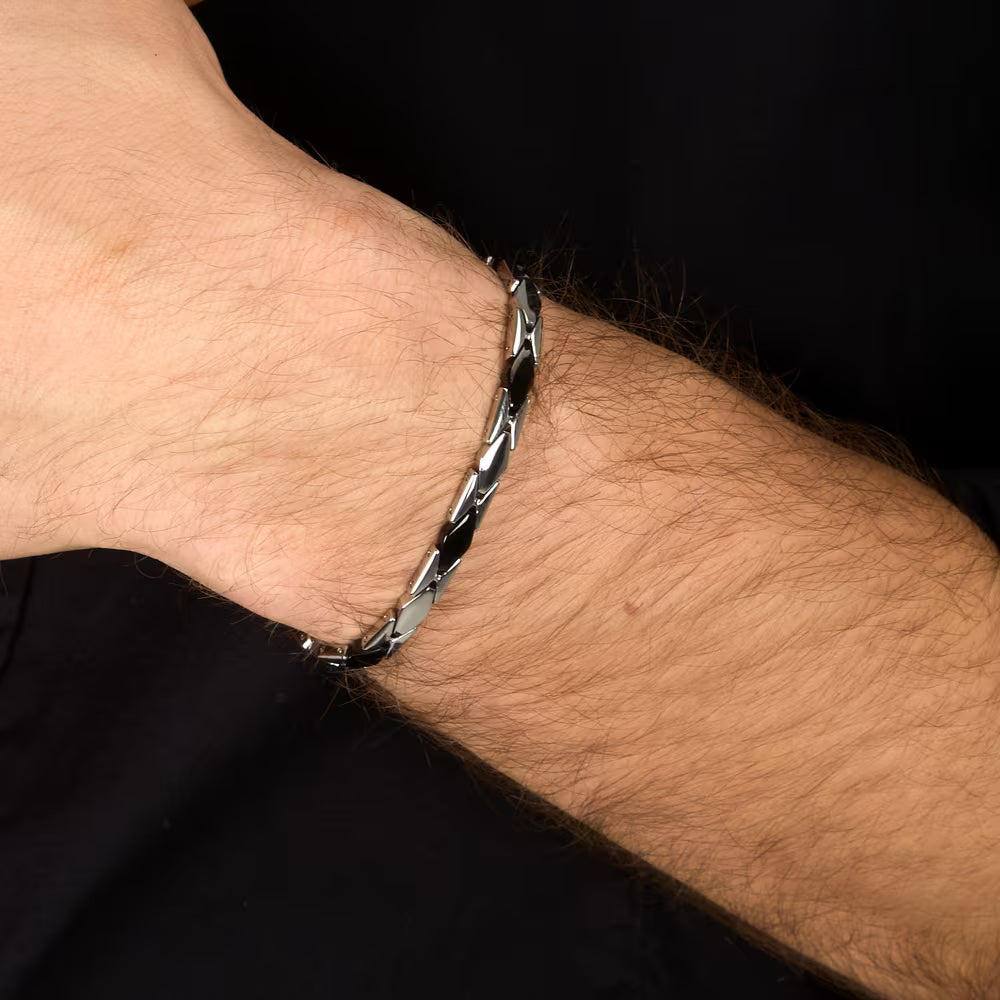 Bracciale Uomo Morellato Motown Acciaio Rombi Pvd Nero