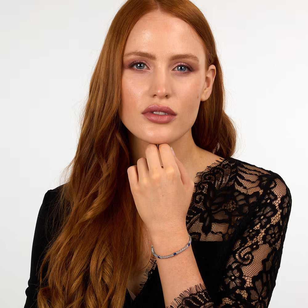 Bracciale Tennis Morellato Tesori Argento Zirconi + 5 Cuori Blu