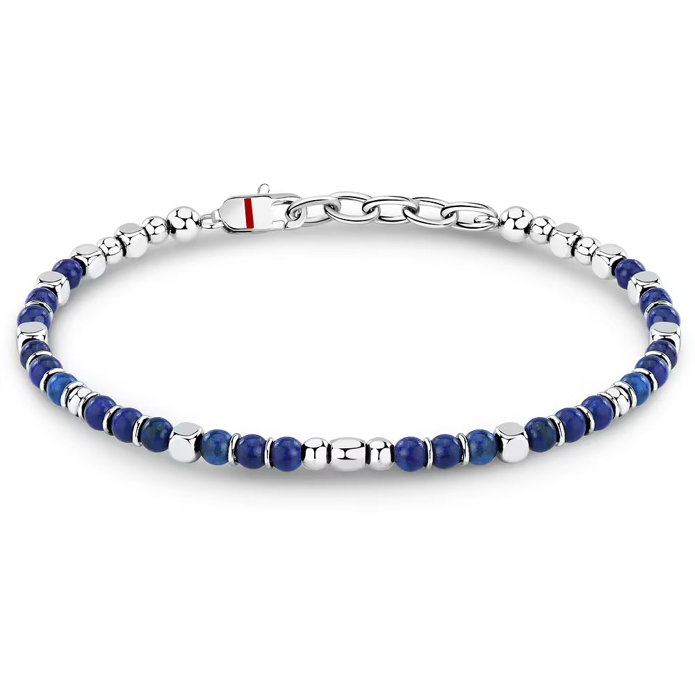 Bracciale Uomo Sector Basic Acciaio Sfere Pietra Blu Alternate Ad Elementi Cubici/Tondi/Discoidali