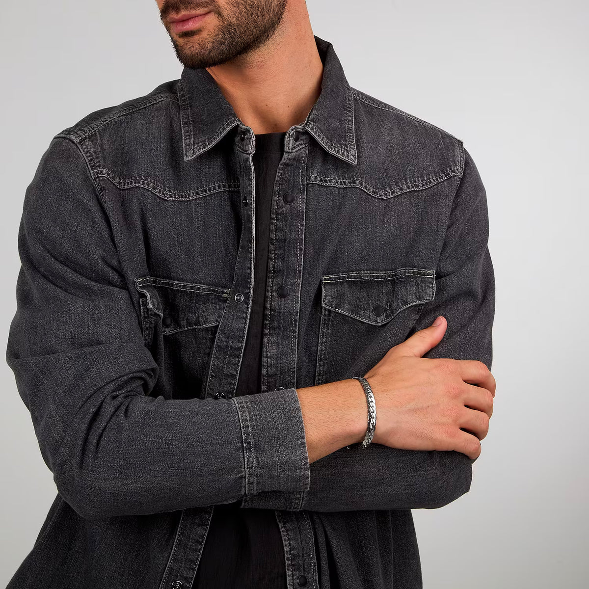 Bracciale Uomo Sector Basic Uomo In Acciaio Maglia Catena Piatta Larga Cm.19+3