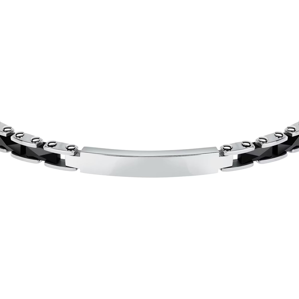 Bracciale Uomo Sector Ceramic Acciaio/Ceramica Nera e Piastrina Centrale