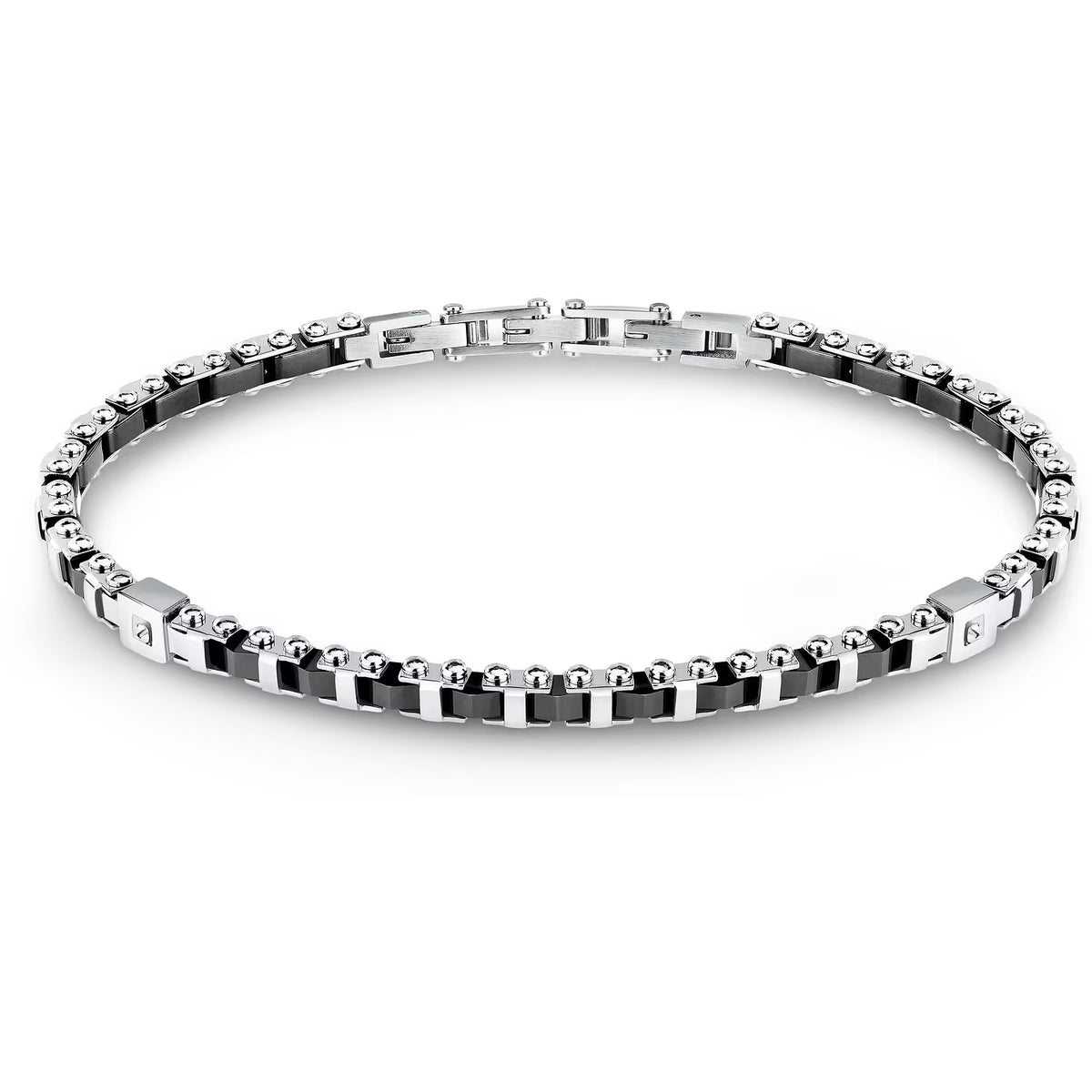 Bracciale Uomo Sector Ceramic Acciaio Maglia Modulare Elementi Ceramica Nera