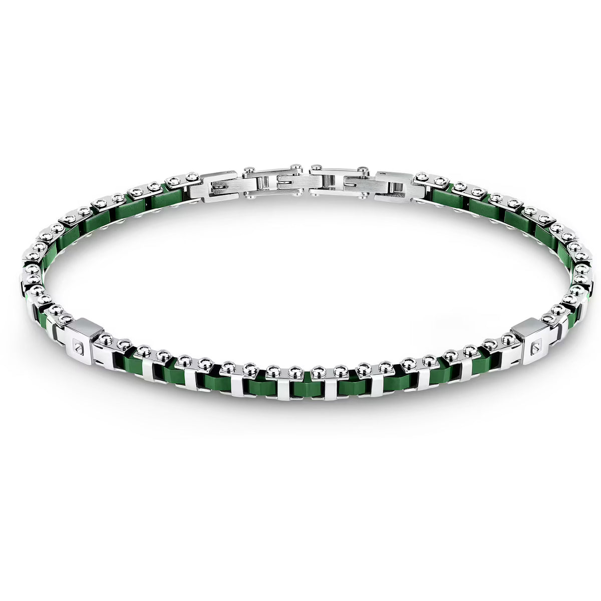 Bracciale Uomo Sector Ceramic Acciaio Maglia Modulare Elementi Ceramica Verde